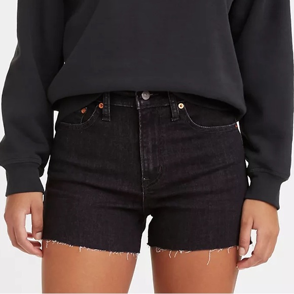 Levi’s High Rise Women's Shorts Ready Steady Black Denim Jean Shorts - Picture 4 of 8